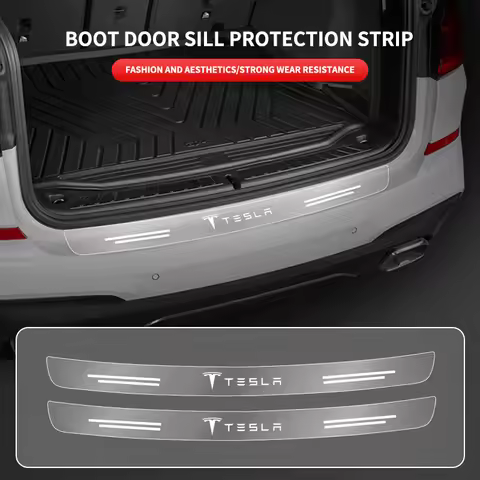Car Rear Bumper Trunk Sill Transparent Protector Sticker For Tesla Logo Model 3 Model S ModelX Model