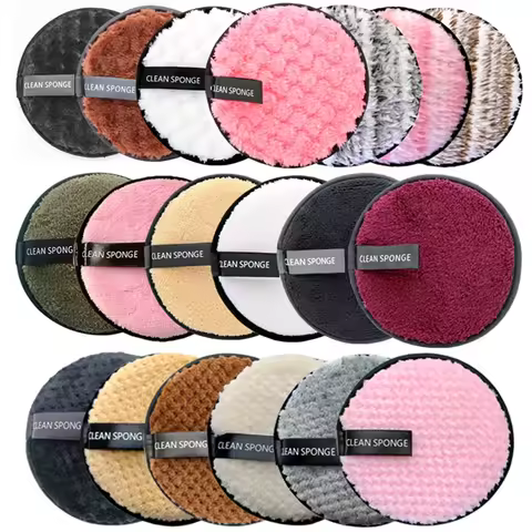 5Pcs Reusable Makeup Remover Cotton Wipes Microfiber Sponge Cleaning Tool Washable Sponge Pad Makeup