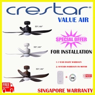 Crestar ValueAir 5 Blades 48-inches Ceiling Fan + Remote Control With Tri Colour (20w) LED Light