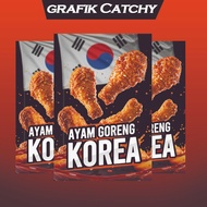 Bunting Banner  Ayam Goreng Korea Ready-Made / Korean Fried Chicken / Design Menarik Untuk Gerai, Mu