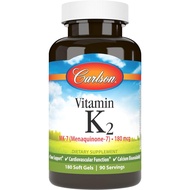 Carlson - Vitamin K2 MK-7 (Menaquinone), 180 mcg, Sokongan Tulang, Bioavailabiliti Kalsium, Vitamin 