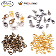 BeeBeecraft 100pcs Platinum/Silver/Antique Bronze Plated Alloy Lobster Claw Clasps for DIY Metal Jewelry Nickel Free 12x6mm
