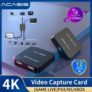ACASIS 4K USB2.0 HDMI Video Capture Card 1080P HD HDMI Video Record Box game video real-time streaming live collection for PS4 Game DVD Camcorder HD Camera Recording Live Streaming HD33