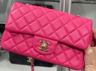 Chanel mini classic flap bag 20cm 桃紅色