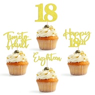 24 PCS 18th Birthday Glitter Paper Cupcake Decoration Time to Adult Cup Cake Topper