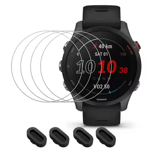 9H Tempered Glass For Garmin Forerunner 255 Screen Protective Film Dust plug HD Anti-scratch Film Fo