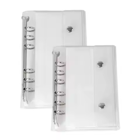 Clear Binder A6/A7 6-Ring Clear PVC Notebook Loose Leaf Binder Cover Loose Leaf Folder for Document 