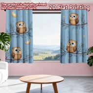 2D flat printing 2pcs Party Curtain Owls under the night sky Digital Printed Polyester Drapes Party 