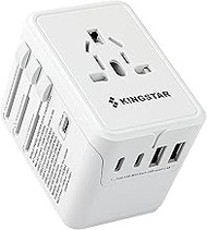 Universal International Plug Travel Adapter, 6 in 1 Wall Charger with 3 Type-C 5.8A 29W PD Fast Char