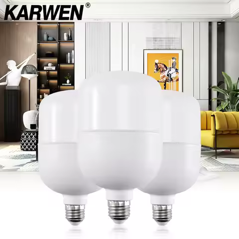 KARWEN Lampada LED Bulb E27 No Flicker LED Lamp 5W 10W 15W 20W 30W Bomlillas LED Ampoule Blub 220V F