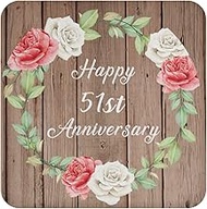 Designsify Gifts, Happy 51st Anniversary, Drink Coaster B Mat Wipe-Clean Non-Slip Non-Skid Cork Back