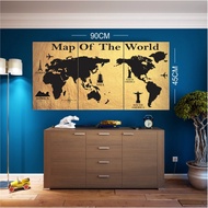 Wooden wall decoration World Map World Map aesthetic home wall 90x45cm