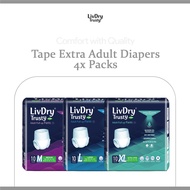 (4 Packs) LivDry Trusty Pants Extra Adult Diapers - Size M / L / XL