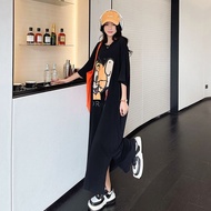 Large Size Dress 150kg Can Wear Loose Cover Flesh One-Piece Dress Short-Sleeved Dress Short-Sleeved 