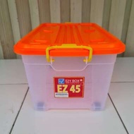 EZY CONTAINER BOX 45 LITER BENING/TRANSPARANT DENGAN  RODA