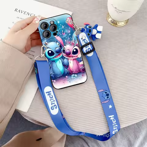 Stitch Butterfly 3D Lanyard Case For Samsung Galaxy A06 A17 A07 A72 A04 A73 A71 A20 A30 A11 A7 F16 M