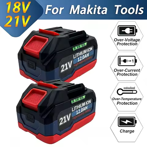 High Capacity 18V 21V 6/9/12Ah Rechargeable Lithium Battery For Makita 18v Power Tools Battery+charg