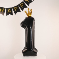 HUANGLISHI | Black Crown Design Number Balloon 40 Inches