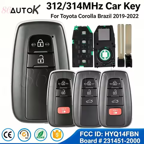 FCC ID HYQ14FBN Smart Remote Control Key For Toyota Corolla Brazil 2019-2022 4A Chip 312/314MHz New 