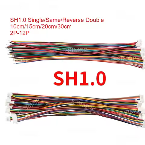 10PCS SH 1.0mm Single/Double Connector 2/3/4/6/7/8/9/10Pin 10cm/15cm/20cm 28AWG Same/Reverse Electro