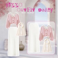 3in1 Korean Style Women's Outfit Set Korean Style Kawai Sweater Pink Set White Span Skirt Women's Su