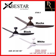 BESTAR MODEL 3 36 / 46 / 56 Inch DC Motor Ceiling Fan with 3 tone LED Light and Remote Control