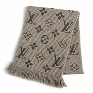 成色極佳 △LOUIS VUITTONM72242 Logomania 羊毛真絲 Verone Monogram 流蘇圍巾 義大利製造 正品 女士