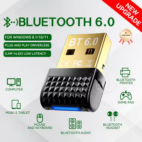 USB Bluetooth 6.0(LMP:14.5X) Transmitter Wireless Adapter Compatible with Win 11/10/8.1Laptop for Wi