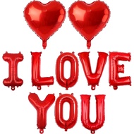 Belon I LOVE YOU, Belon Hari Valentine, Surat I Love You 16 Inci dengan Belon Berbentuk Hati Merah, 
