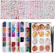 Self-Beauty 10 Pieces Rhinestone Stickers Nail Tweezers Decal Decoration Set Nails 3d Cross-Border N