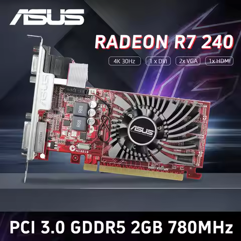 ASUS Radeon R7 240 2GB DDR3, PCI-E 3.0, HDMI/DVI/VGA, 780MHz Core, 1800MHz Memory, Entry-Level Gamin