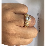 Aqua Titanium 22K Middle Gem Tape Ring