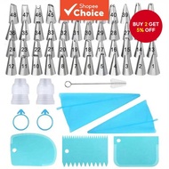 Cake Decorating Kit 58Pcs ，48 Stainless Steel Piping Nozzles,2 TPU Pastry Bags, Scrapers, Baking Too