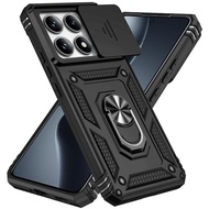 Xiaomi 14T Pro Trượt Ống Kính Camera Nhẫn Đứng Ốp Lưng Giáp Funda Bảo Vệ Mặt Sau Với 360 Vòng Đứng C