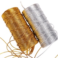 1.5mm 100Meters Gold Wire Macrame Cord Rope Thread Ribbon Bow Crafts Handmade DIY Gold Silver Round Rope String Sewing Handwork Twine Twisted Home Textile Decor