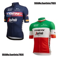 Santini TREK เสื้อเจอร์ซีย์นักปั่นใส่เล่นกีฬาเกรด AAA เครื่องแต่งกายมืออาชีพสำหรับนักปั่นจักรยานกลางแจ้งวิ่งว่ายน้ำ