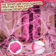 BLUEVELVET Spider Cobwebs, Stretchable Elastic Spider Silk Web, Horror Atmosphere Pink Gothic Cotton
