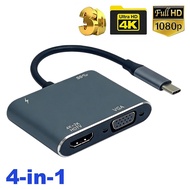 Type-C to 4K HD VGA USB Port 4-in-1 Hub Digital AV PD Charging Port for PC Laptop USB Hub