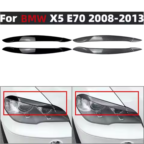 Car Headlight Eyebrow Eyelid Cover For BMW X5 E70 30d 48i 30i 35d 40d 30d 50i 35i M50d 2006-2013 Hea
