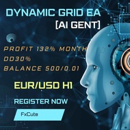 โปรแกรมระบบเทรดอัตโนมัติ Dynamic Grid EA Eur/Usd H1 Profit 132% month DD30%