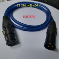 DMX CABLE Male XLR to Female XLR 1METER BLUE Microphone Cable Plug for Audio Mixer Amplifier