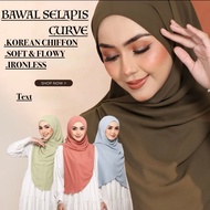 BAWAL SELAPIS CURVE BIDANG 45-50 KOREAN CHIFFON SOFT FLOWY INSTANT HIJAB,BAWAL BIDANG 50 INCHES,