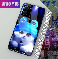 Softcase Glass Kaca Terbaru For Vivo Y16 2022 cute karakter  Trendy mewah [KAMERA PROTECT] mewah Kilau - IC36- casing hp - case hp - silikon hp Y16 - pelindung hp Y16 -kesing hp Y16- casing hp vivo - kesing hp vivo Y16 - case vivo Y16 - kesing vivo