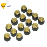 15Pcs Guitar AMP Amplifier Push on Fit Knobs Black with Gold Aluminum Cap Top Fits 6Mm Diameter Pots Marshall Amplifiers