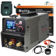 MOLITA ตู้เชื่อม 2 ระบบ MIG/MMA 998A  (รุ่นใหม่ล่าสุด จอ LCD )  INVENTER  MIG ตู้เชื่อมมิกซ์ ตู้เชื่อมไฟฟ้า ไม่ใช้แก๊สCO2 + ลวดฟลักซ์คอร์ แถมลวด1 ม้วน สีเทา