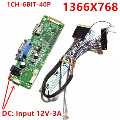 LCD Screen Controller Board Fit LP156WH3 LP156WH4 LP156WH9 DIY Kit HDMI-Compatible 40-Pin LVDS 1366*