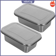 2 Pcs Homemade Ice Cream Containers Holder Storage Tubs Box Self 19.30X12.50X7.00CM Silver Stainless