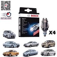 BOSCH SUPER 4 SPARK PLUG FR78X PROTON WAJA 1.6 WIRA 1.6 1.8 TOYOTA VIOS SEG (4PCS)