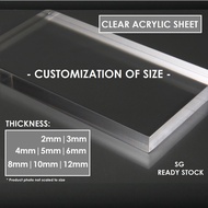 Clear Acrylic Sheet | Customized Size | Thickness:  2/3/4/5/6/8/10/12mm