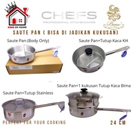 BIMA CHEFS SAUTE PAN SUS 304 24CM 3PLY STAINLESS BP1901024 SAUCE PAN INDUCTION PAN